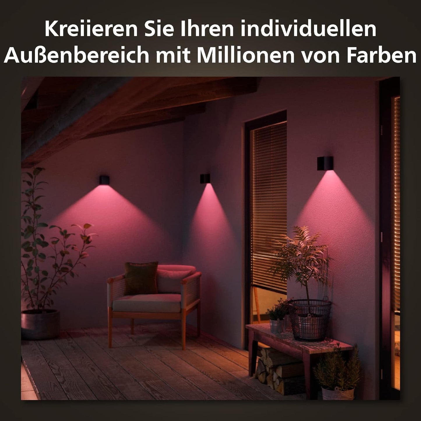 Philips Hue White and Color Ambiance Resonate outdoor wall light, dimmable, 16 million colors, controllable via app, compatible with Amazon Alexa (Echo, Echo Dot) - 929003553001