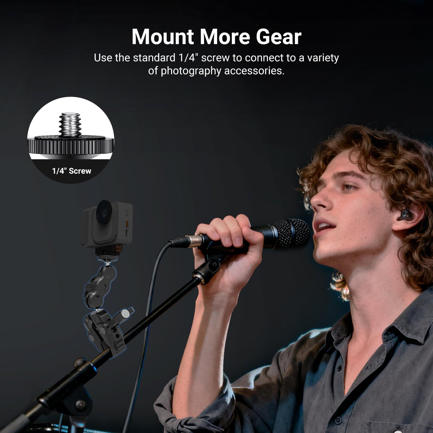 NEEWER Magnetic Mobile Phone Holder with Super Clamp, Adjustable Metal Holder with 1/4" Screw and Ball Heads Magic Arm Compatible with MagSafe iPhone for Rod Tripod Microphone Stand Table, PA150 - 10107602