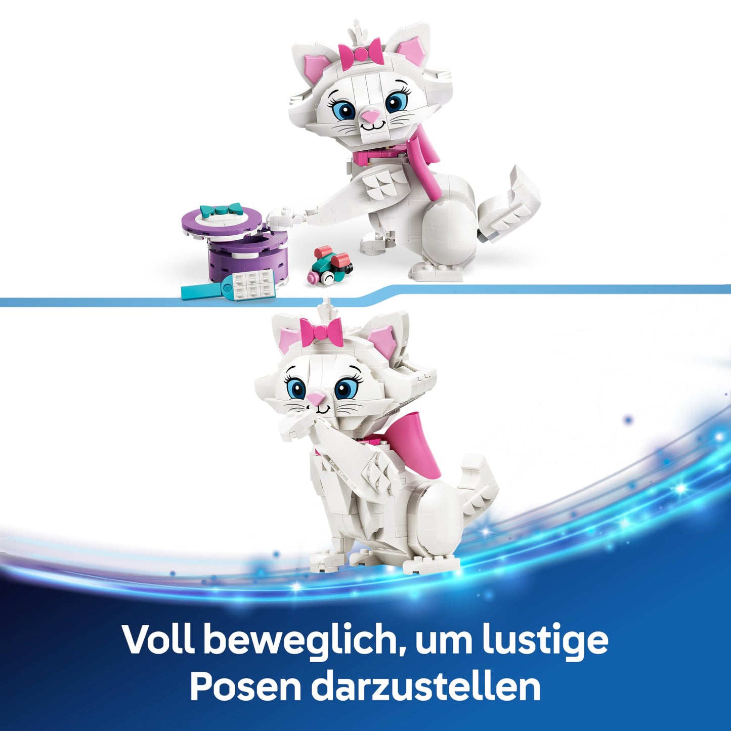 LEGO ǀ Disney Aristocats: Enchanting Marie - toy cat figure with accessories - including textile bow - DIY decoration for the bedroom - gift for girls aged 7 and up and fans - 43286