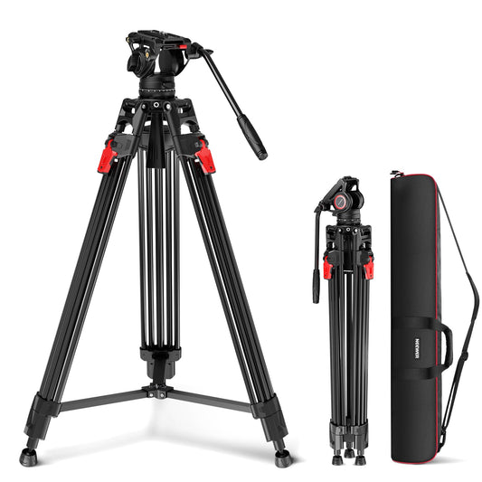 NEEWER 76" Video Camera Tripod with Fluid Head, Aluminum Heavy Duty Tripod Stand, Dual Mode QR Plate for DSLR Cameras Camcorders, Max Load 17.6lb, LL27