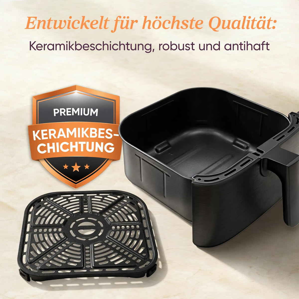 COSORI CP158 Friteuză cu aer cald 5,7 L, coș original, acoperire ceramică fără PFAS, accesorii de înlocuire pentru Air Fryer CP158-AF, antiaderent, lavabil în mașina de spălat vase, gri