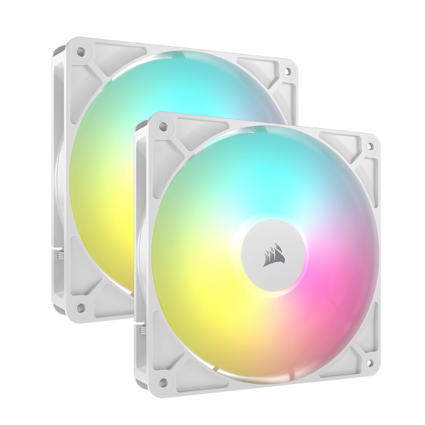 CORSAIR RS140 ARGB 140mm PWM Fan - Daisy Chain Connection - Low Noise - Magnetic Dome Bearing - Twin Pack - White - CO-9050187-WW