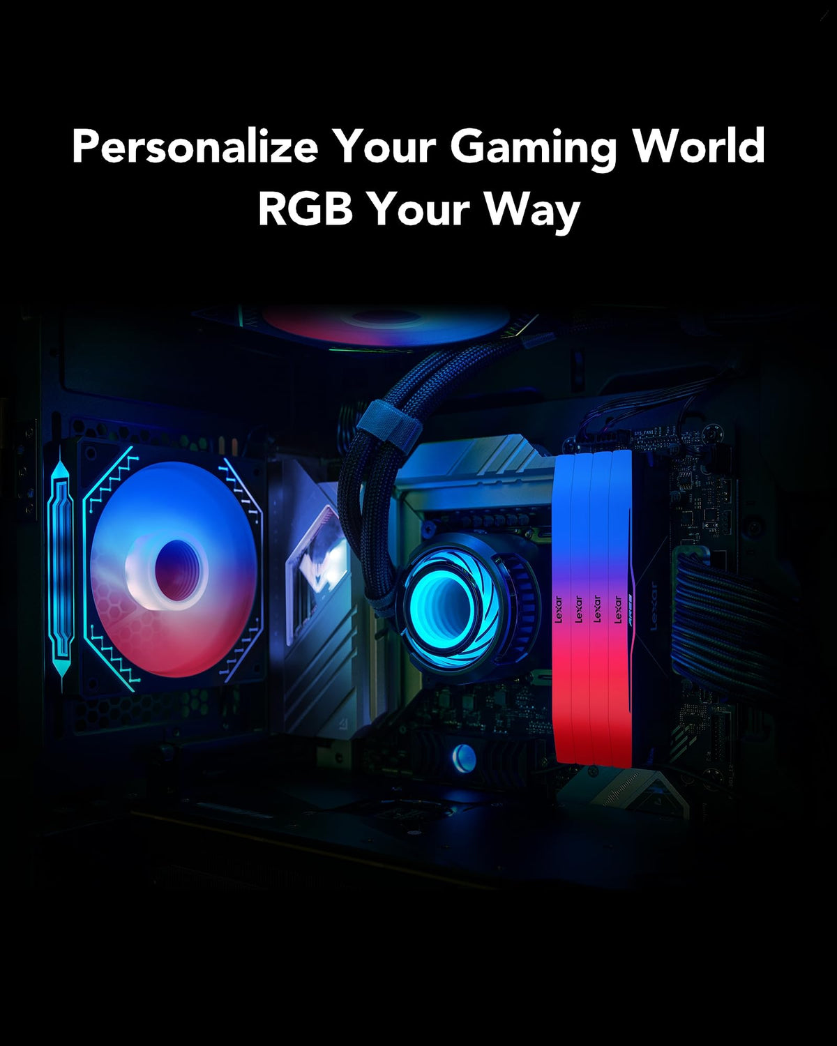 Lexar RGB DDR5 RAM 32GB Kit (2x16GB) 6000MHz CL30, 288-Pin UDIMM Desktop Desktop Memory/PC Gaming Computer Memory, Internal RAM for Intel XMP 3.0/AMD EXPO/CL30-38-38-76/1.4V - LD5U16G60C30BR-RGD