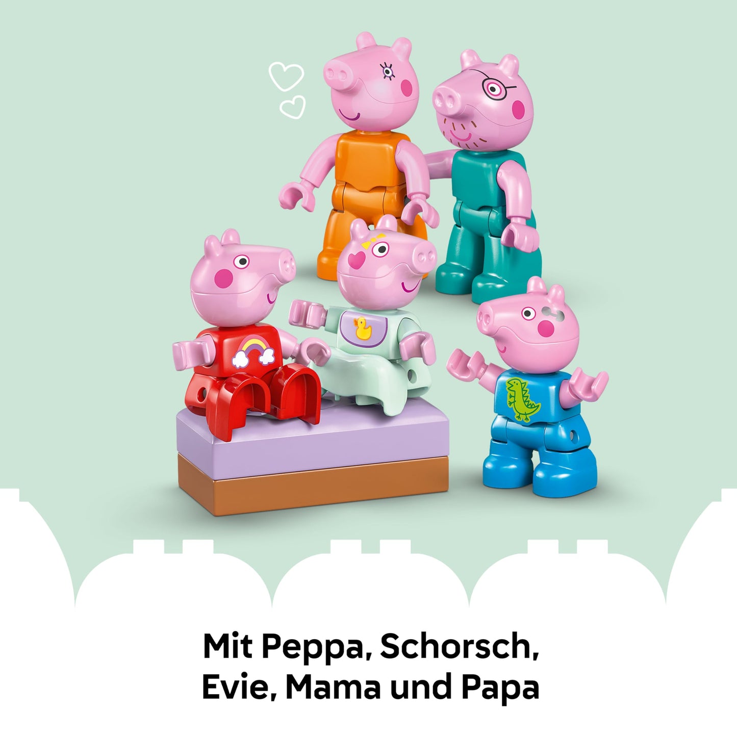 LEGO DUPLO Peppa Pig family house - educational toy to promote motor skills - Montessori toy with 5 figures & dollhouse accessories - gift for girls and boys aged 2 and over - 10467