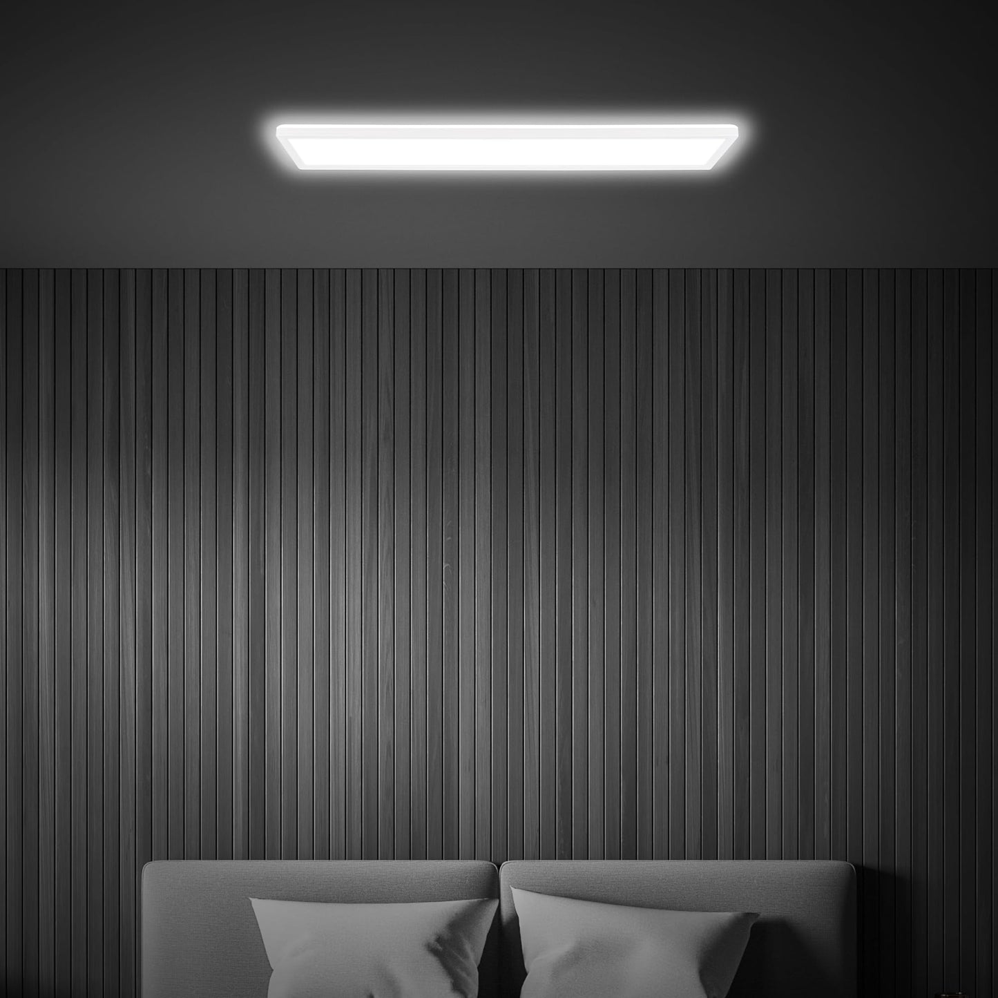 BRILONER - LED ceiling lamp 98cm with indirect light, 3 cm flat, 36W, 4800lm, neutral white light, lamp, ceiling light, living room lamp, LED panel, kitchen lamp, ceiling lighting, 98x20x3 cm, white - 7519416