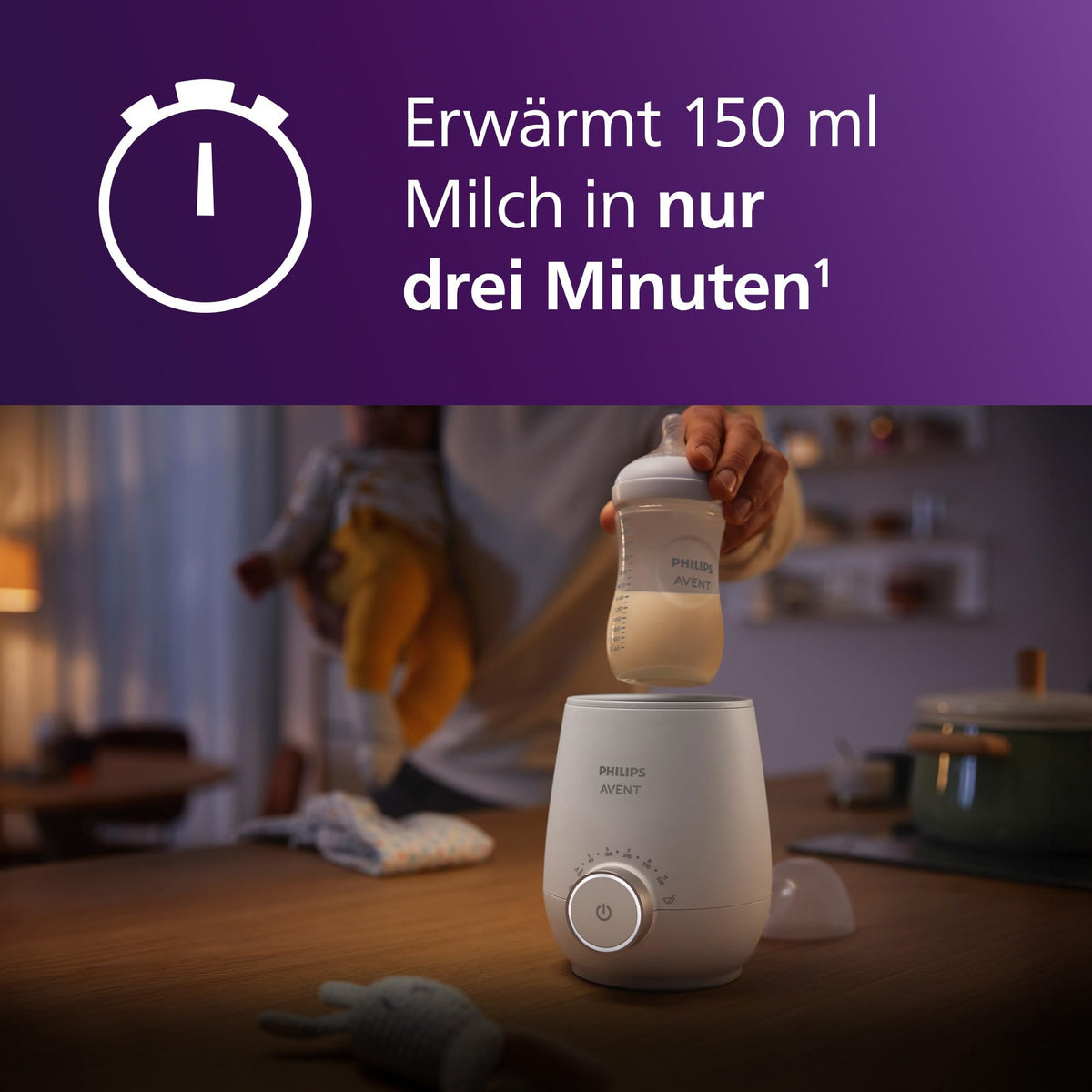 Philips Avent Fast Premium Bottle Warmer, with intelligent temperature control, water bath technology, automatic shut-off, model SCF358/00