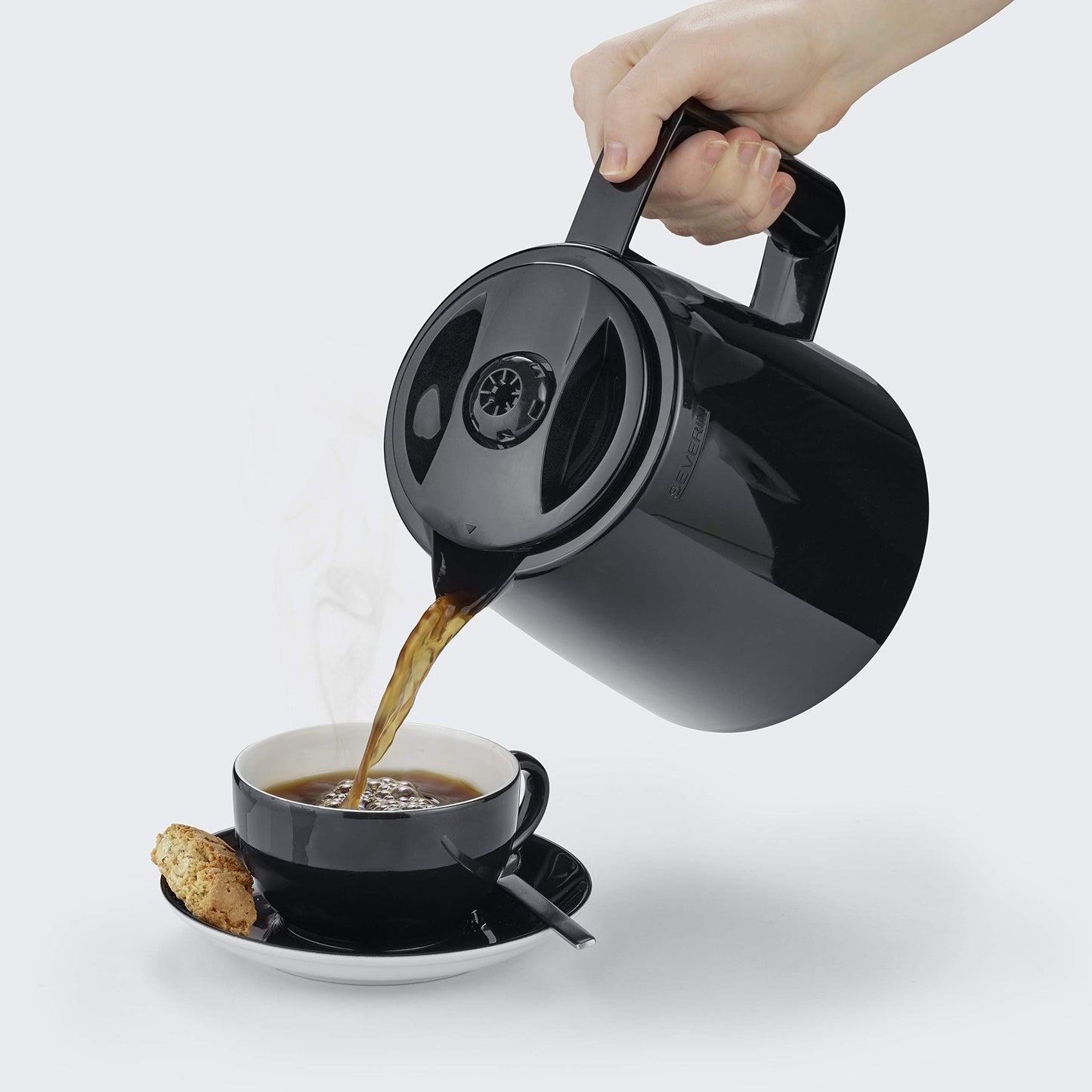 SEVERIN filter coffee machine with 2 thermal jugs, coffee machine for up to 8 cups per jug, filter machine with 2 vacuum jugs, black, KA 9307