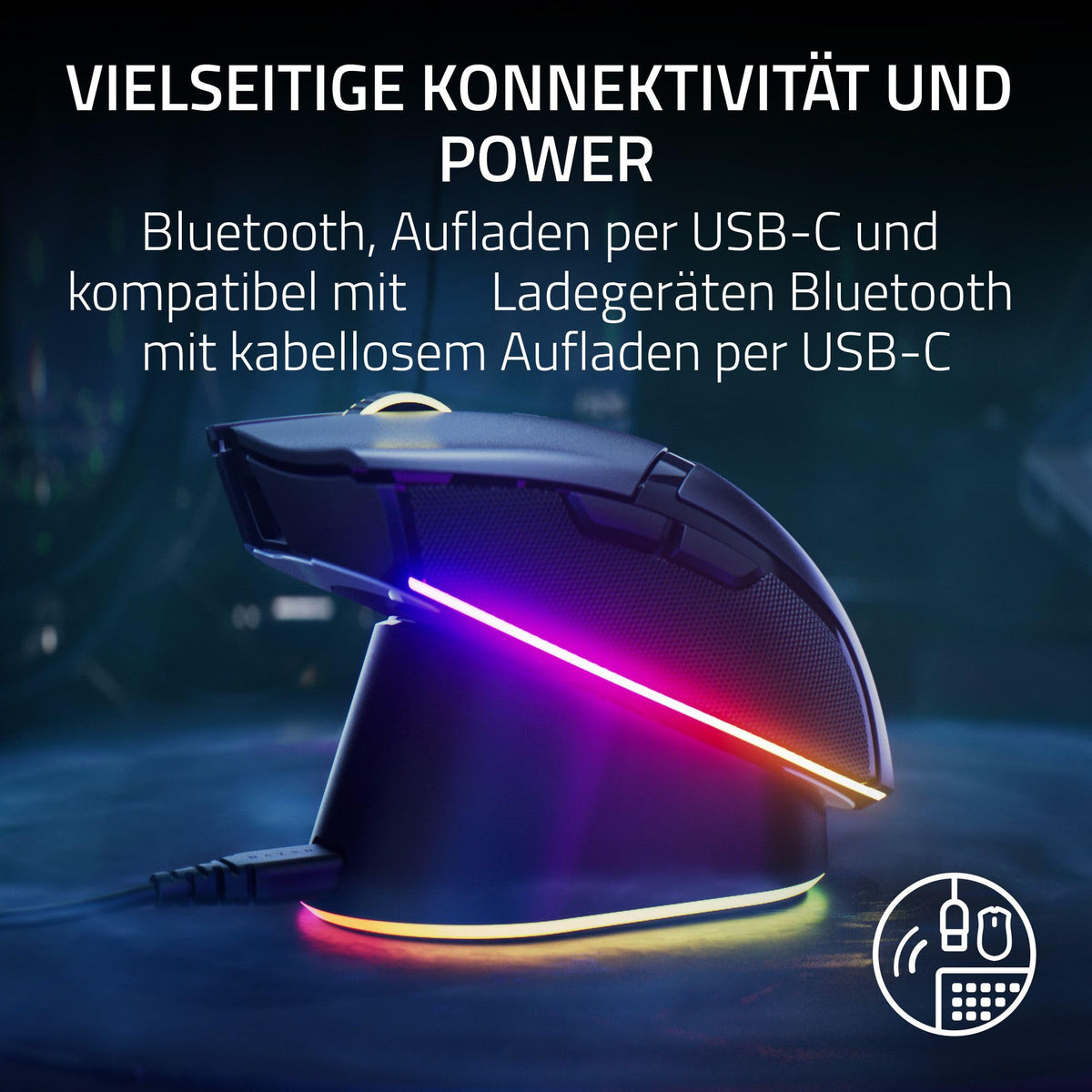 Razer Cobra Pro - mouse de gaming wireless cu RGB - senzor optic Focus Pro cu 30K DPI (10 butoane personalizabile, polling wireless HyperSpeed de 8K Hz, Bluetooth, iluminare Chroma cu 11 zone) Alb - RZ01-04660200-R3G1