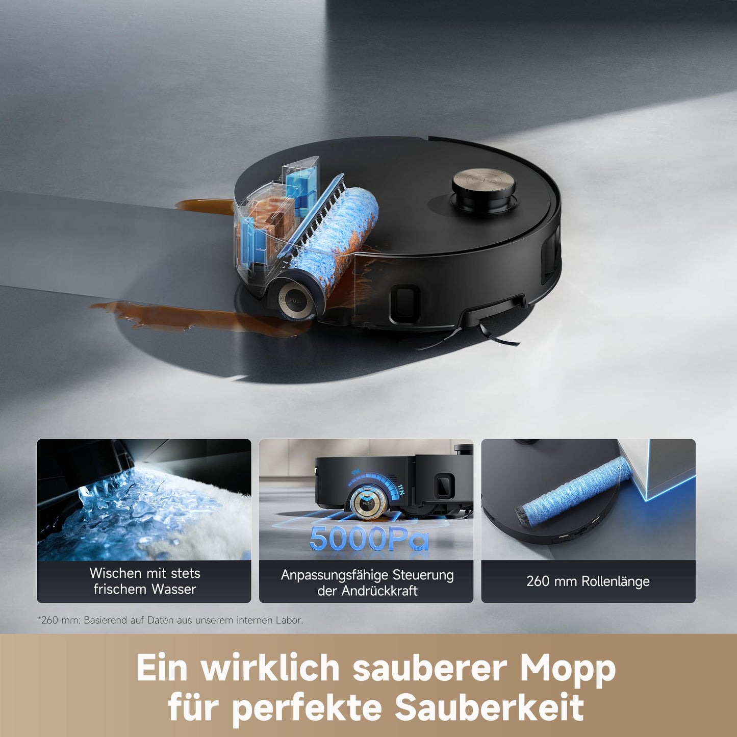 dreame Aqua10 roller vacuum robot with AquaRoll wiper, carpet protection roller cover, 6 cm obstacle clearance, automatic emptying, self-cleaning, suction power of 30,000 Pa - RLH31CE