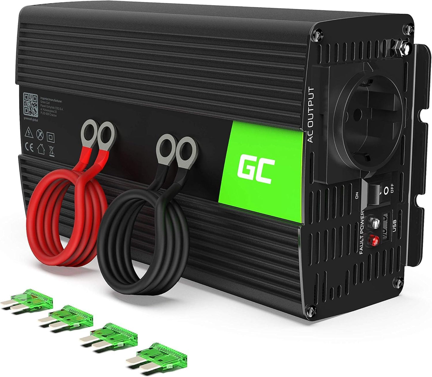 Green Cell PRO 500W/1000W 12V to 230V Pure Sine Volt Car Voltage Converter Inverter Converter Pure Sine Wave Power Solar Inverter DC AC Converter Current Converter