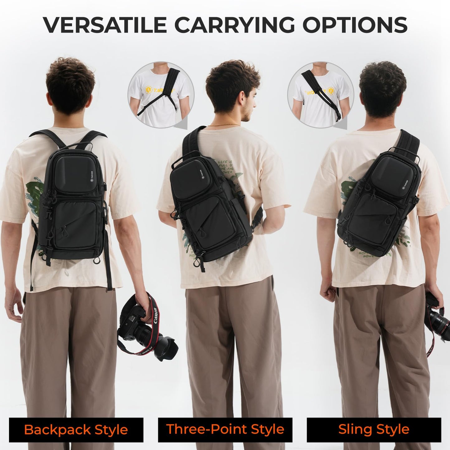TARION 2-in-1 camera bag sling backpack photo backpack water-repellent TR-S
