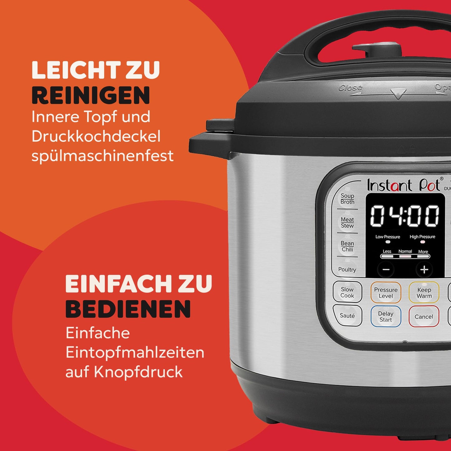 Instant Pot Duo 7-in-1 Multi Cooker 5.7L - Brushed Stainless Steel, Large Pressure Cooker, Slow Cooker, Rice Cooker, Sauteer, Yogurt Maker, Steamer and Food Warmer, Dishwasher Safe - 112-0182-01-EU