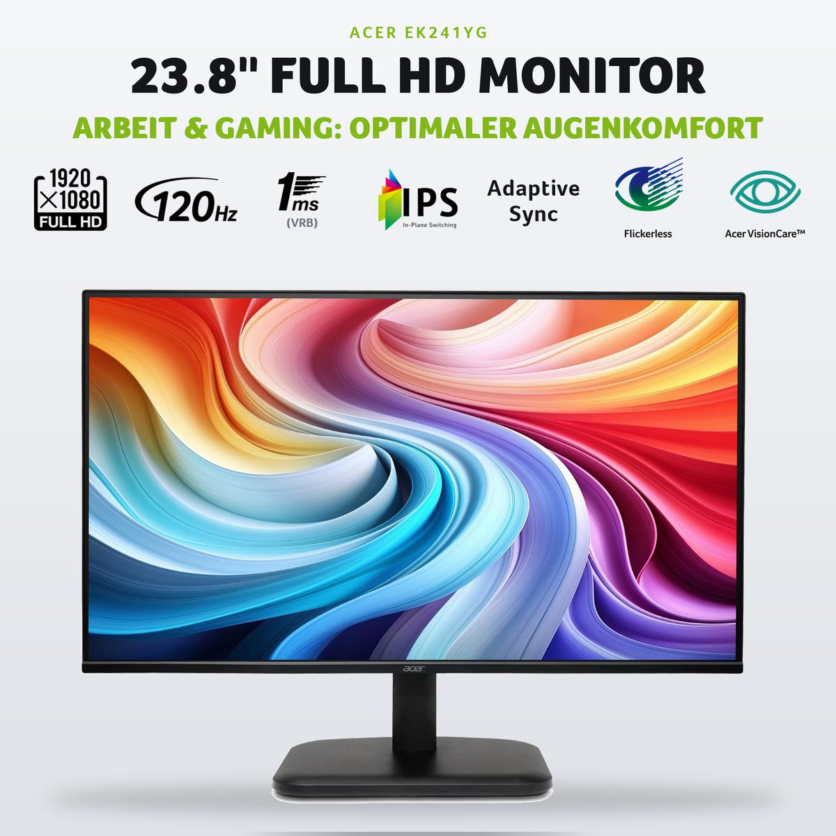 Monitor Acer EK241YG 24 Zoll (60,5 cm) Full HD, IPS, 120Hz, Home Office