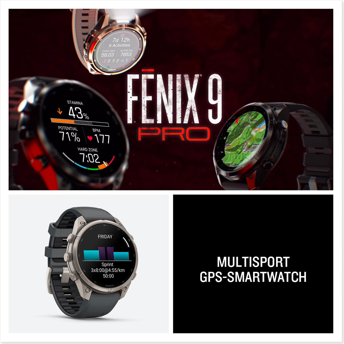 Garmin Fenix 9 Pro, 47 mm, GPS-Multisport-Smartwatch, Titan - 010-04336-26