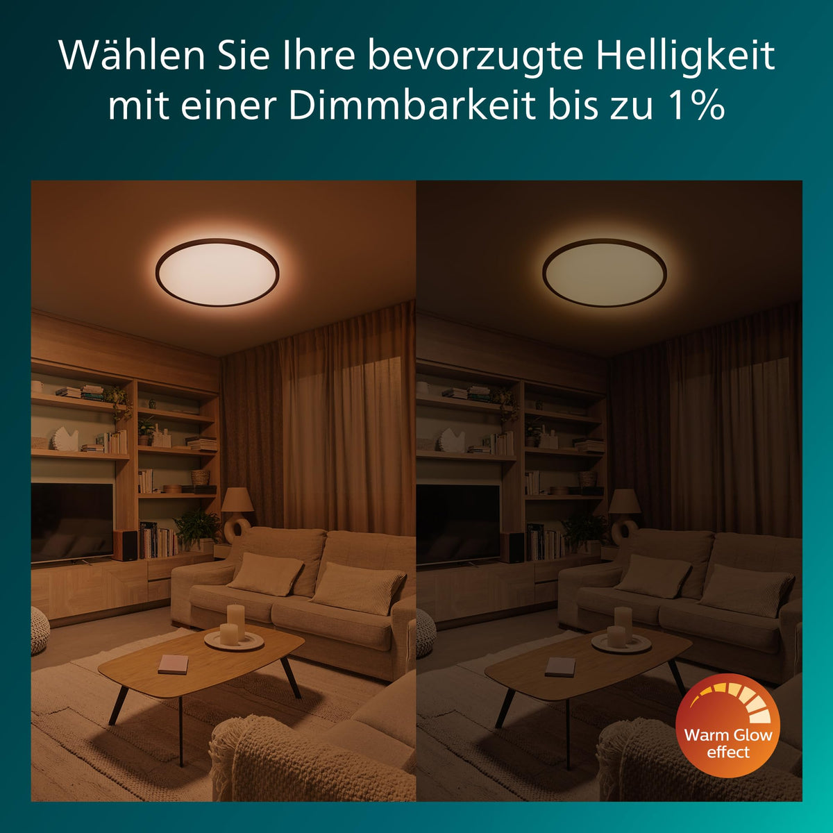Philips LED Superslim Ceiling Light with Remote Control, 29.1 cm, Black - 929004677201