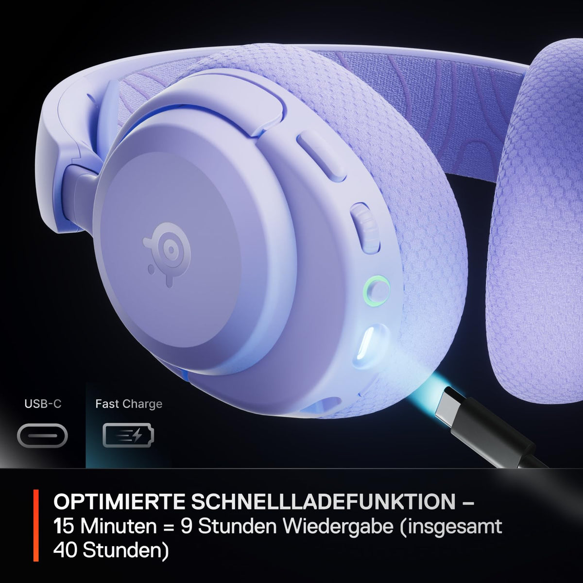 SteelSeries Arctis Nova 3P Wireless - Cască pentru PS5 și PC Gaming – Control prin aplicație – 40 de ore autonomie – Driveri cu magnet de neodim – 2,4 GHz/Bluetooth – Microfon detașabil – Pentru PS5, PC, Switch - Lavandă - 61692
