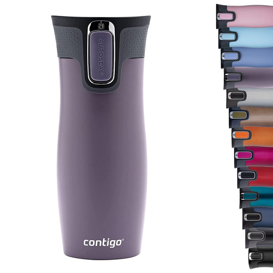 Contigo unisex adult West Loop Autoseal thermal mug, stainless steel insulated mug, coffee mug to go, BPA free, leak-proof travel mug with easy-clean lid, keeps warm for up to 5 hours, 470 ml, dark plum - 2104579