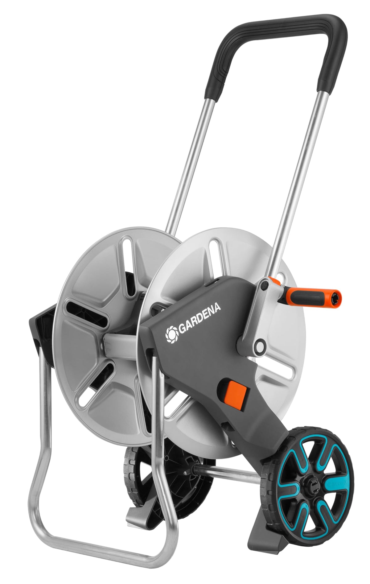 Gardena CleverRoll M metal: hose trolley with up to 60 m capacity, particularly stable, stable hose guide, drip stop (18541-20)