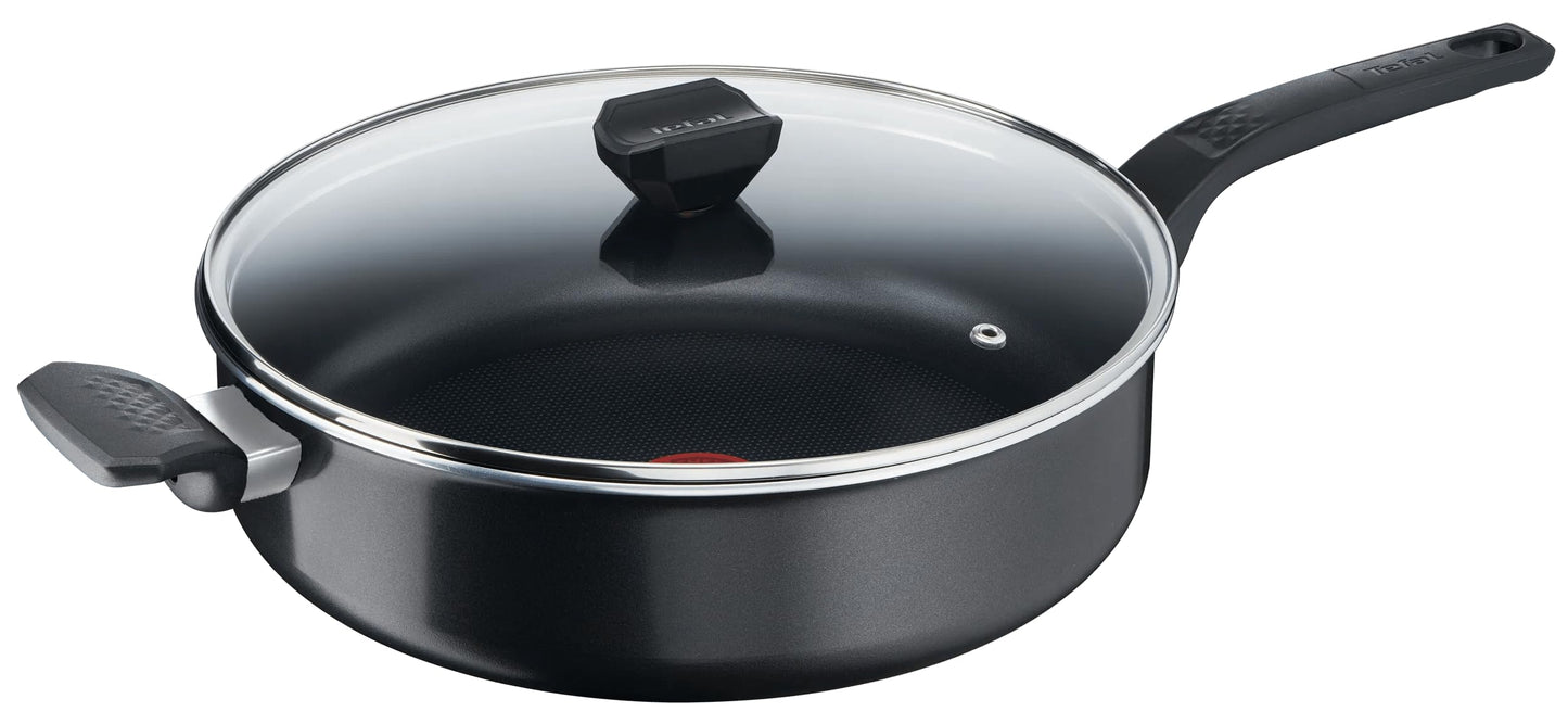 Tefal Easy Cook & Clean sauté pan 28 cm, frying pan with non-stick coating, thermo signal at ideal frying temperature, NOT suitable for induction, easy to clean, Made in France, B5553733