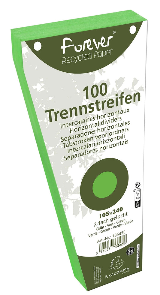 Exacompta - Ref. 13545E - Box of 6 packs of 100 trapezoidal registers Forever - 105 x 240 mm - Green - 42007761219465