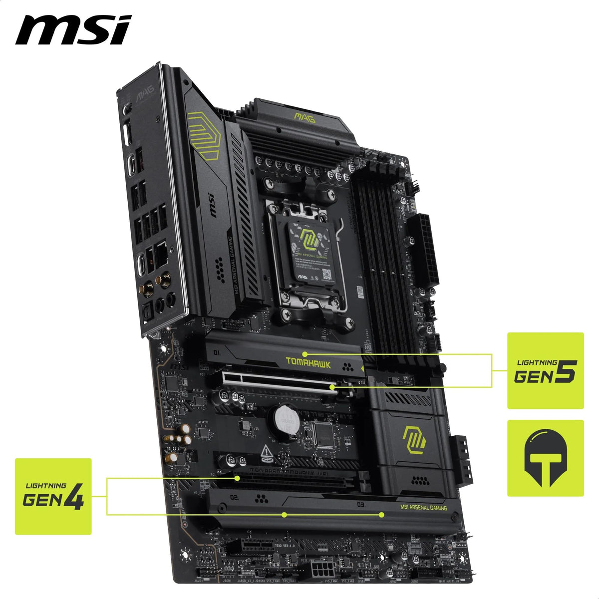 MSI MAG B850 Tomahawk WiFi Placă de bază, ATX - Suportă procesoare AMD Ryzen 9000/8000 / 7000, AM5-80A SPS VRM, DDR5 Memory Boost 8200+ MT/s (OC), PCIe 5.0 x16, M.2 Gen5, Wi-Fi 7, 5G LAN - 7E53-001R