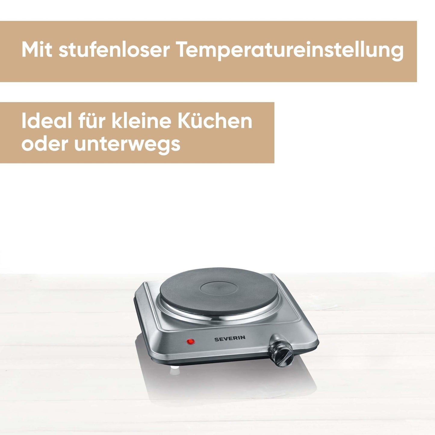 Severin Kp1092 Rechaud - Piastra Elettrica 1500w - Diametro 18 Cm - Termostato Regolabile - Ideale Per Cucine Piccole / Acciaio Inox - KP