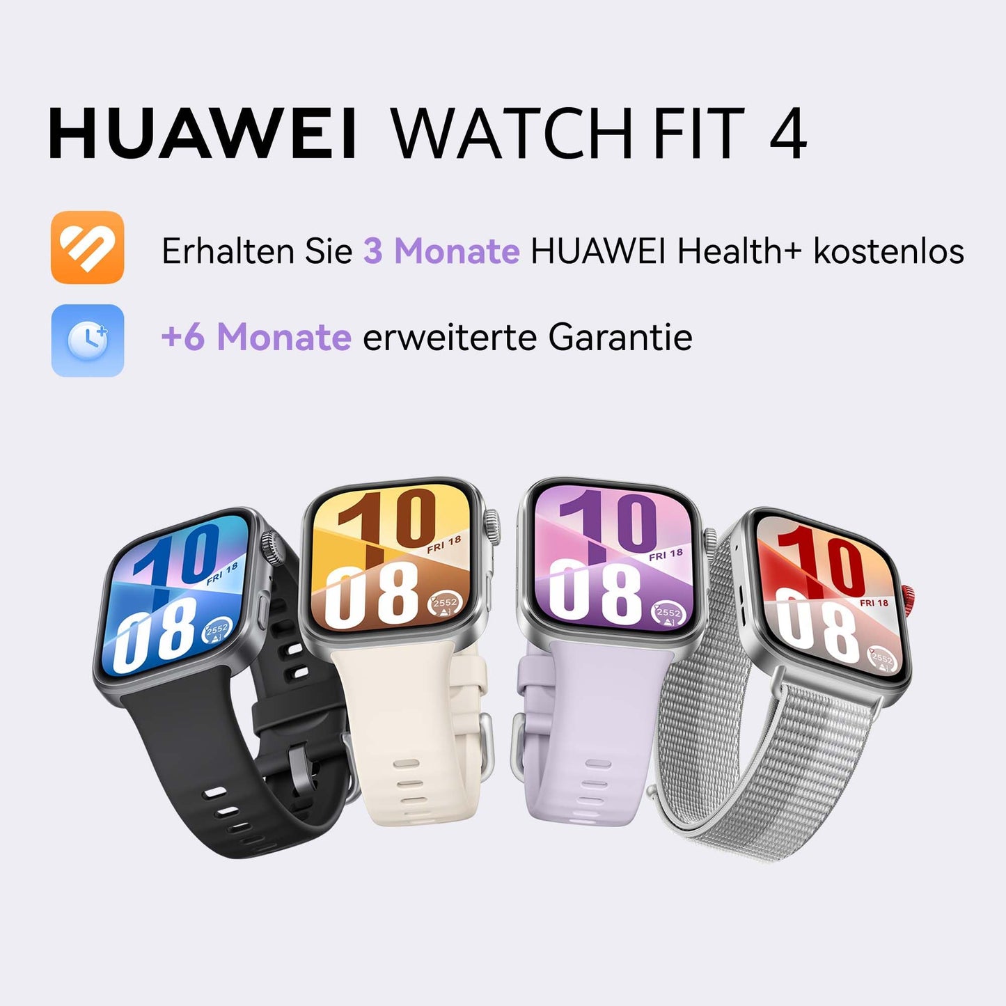 HUAWEI Watch FIT 4 Smartwatch + FreeBuds SE 2 Black, GPS, Fitness Tracker with Sleep Tracking, Health Management, 2000 Nits, Up to 10 Days Battery Life, Compatible with Android & iOS, Purple