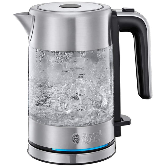 Russell Hobbs Fierbător Compact, 0,8 l, Sticlă și Oțel Inoxidabil, 2200 Watt - 24191