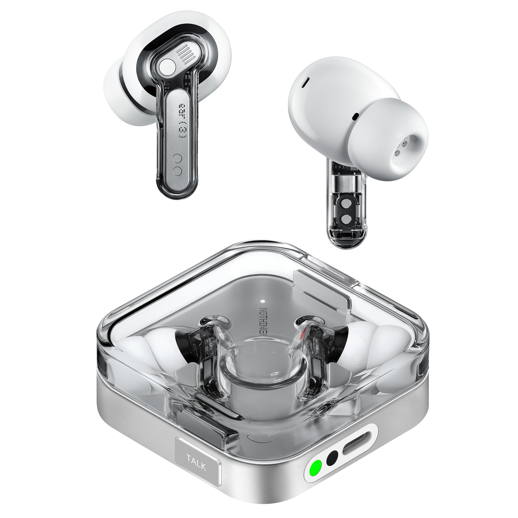 Nothing Ear (3) Wireless In-Ear Headphones, Adaptive Noise Cancellation, LDAC Hi-Res Audio, Super Mic, IP54, Fast Charging, Up to 22 Hours Battery Life, Compatible with Android & iOS - White - B173
