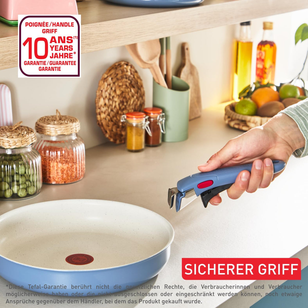 Set de vase de gătit Tefal Ingenio Serenity 4 piese, cu înveliș antiaderent Mineralia, economisire de spațiu, stivuibil, potrivit pentru toate tipurile de plite, lavabil în mașina de spălat vase, Blue Salt, L8294S04