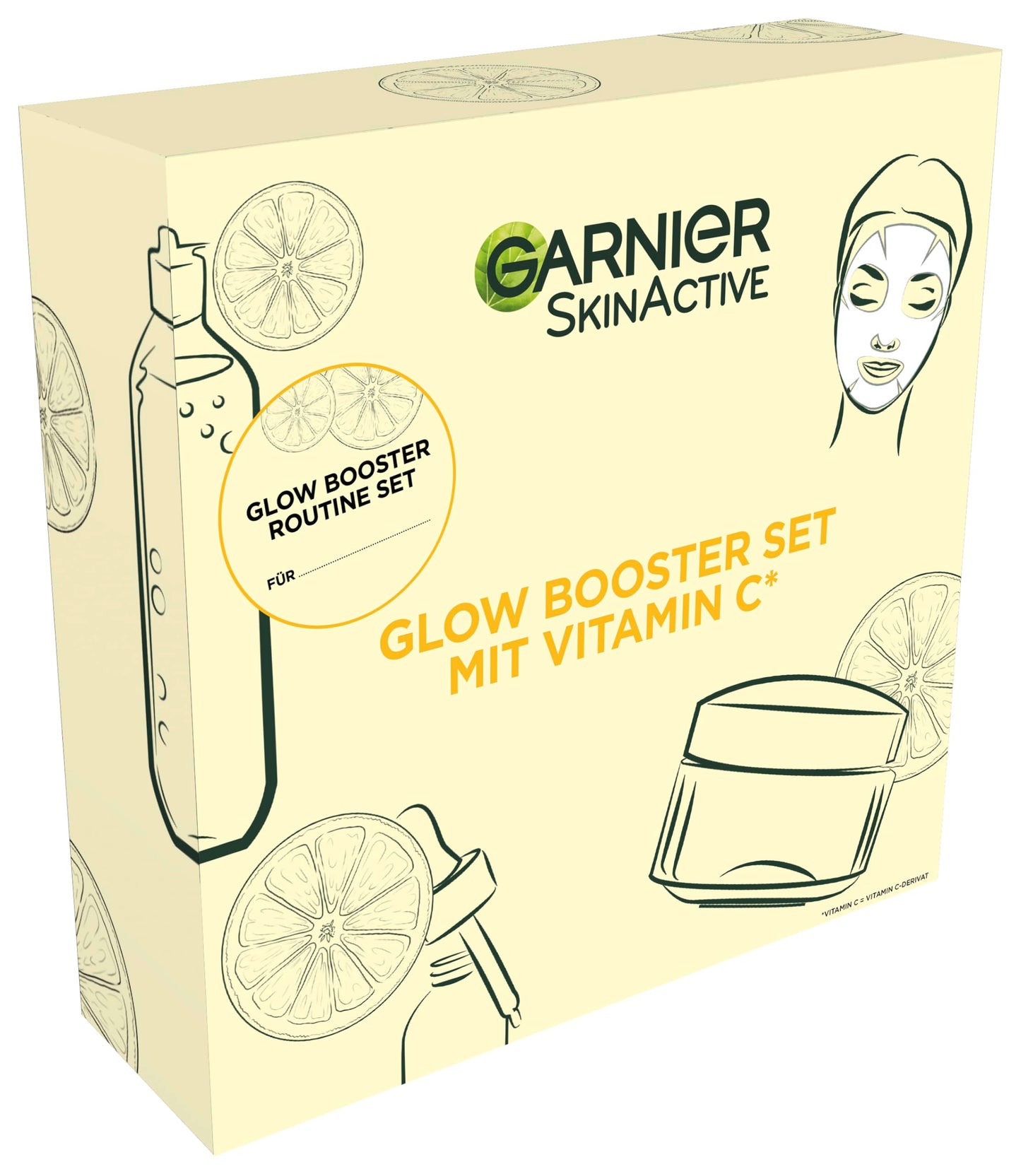 Garnier Vitamin C care set for the face, gift set with micellar cleansing water, sheet masks, anti-dark spot serum & moisturizer, for a radiant complexion, SkinActive, 4 pieces - Glow
