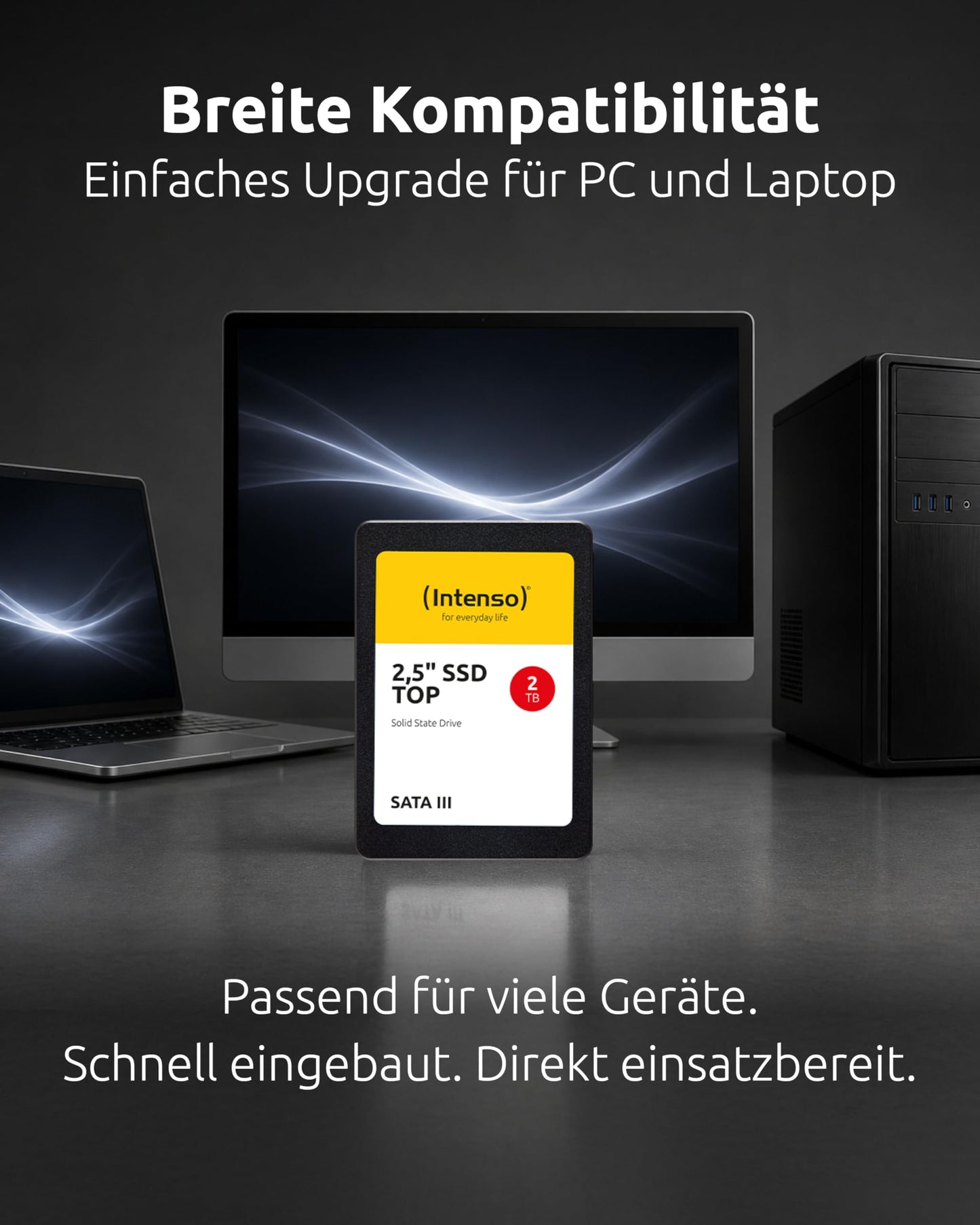 Intenso Internal 2.5" SSD SATA III Top, 2 TB, 550 MB/seconds, Black - 3812470