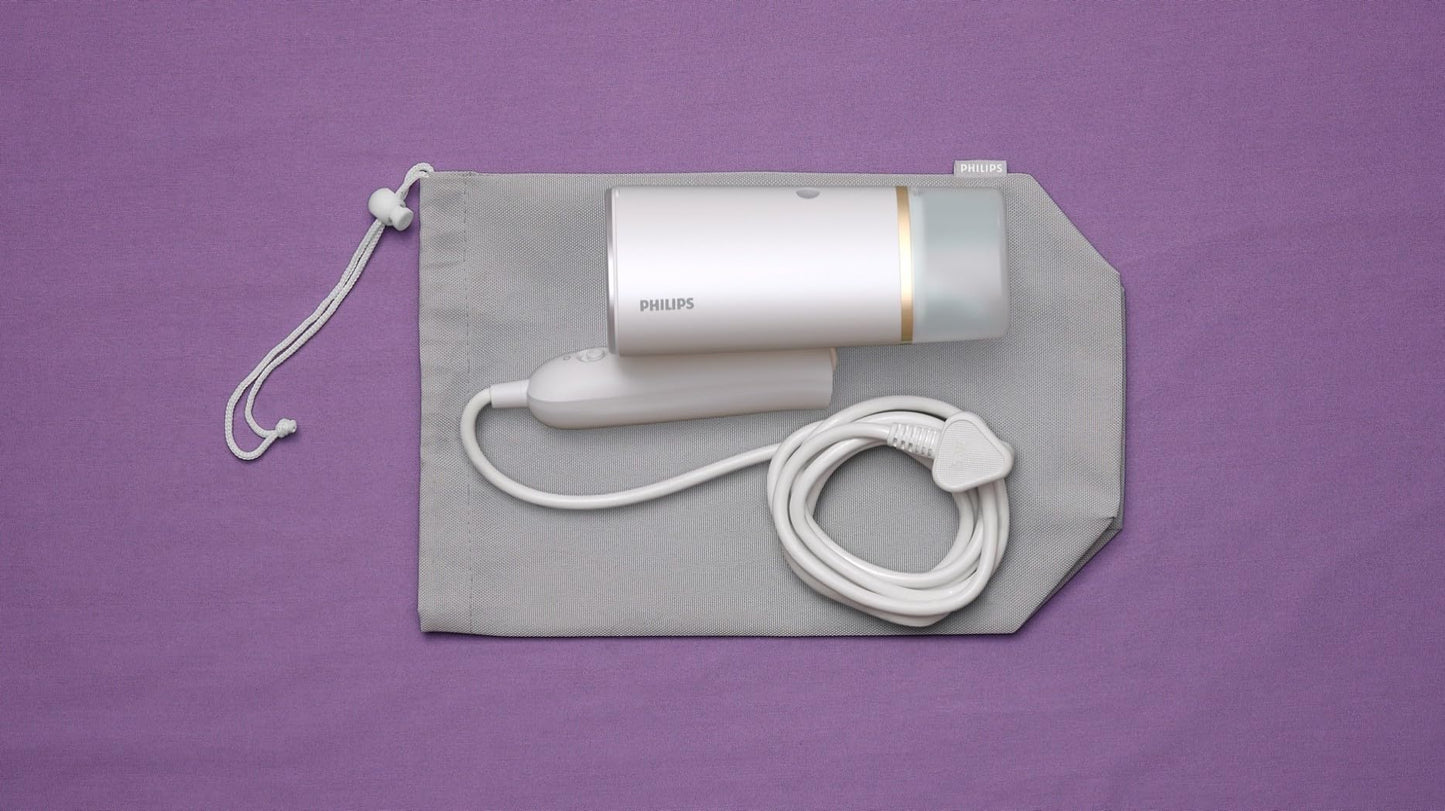 Philips 3000 Series Portable Steamer - 1000W, Compact and Foldable, 120ml Water Tank Constant Steam Output 20g/min, No Ironing Board Required, White (STH3020/10)