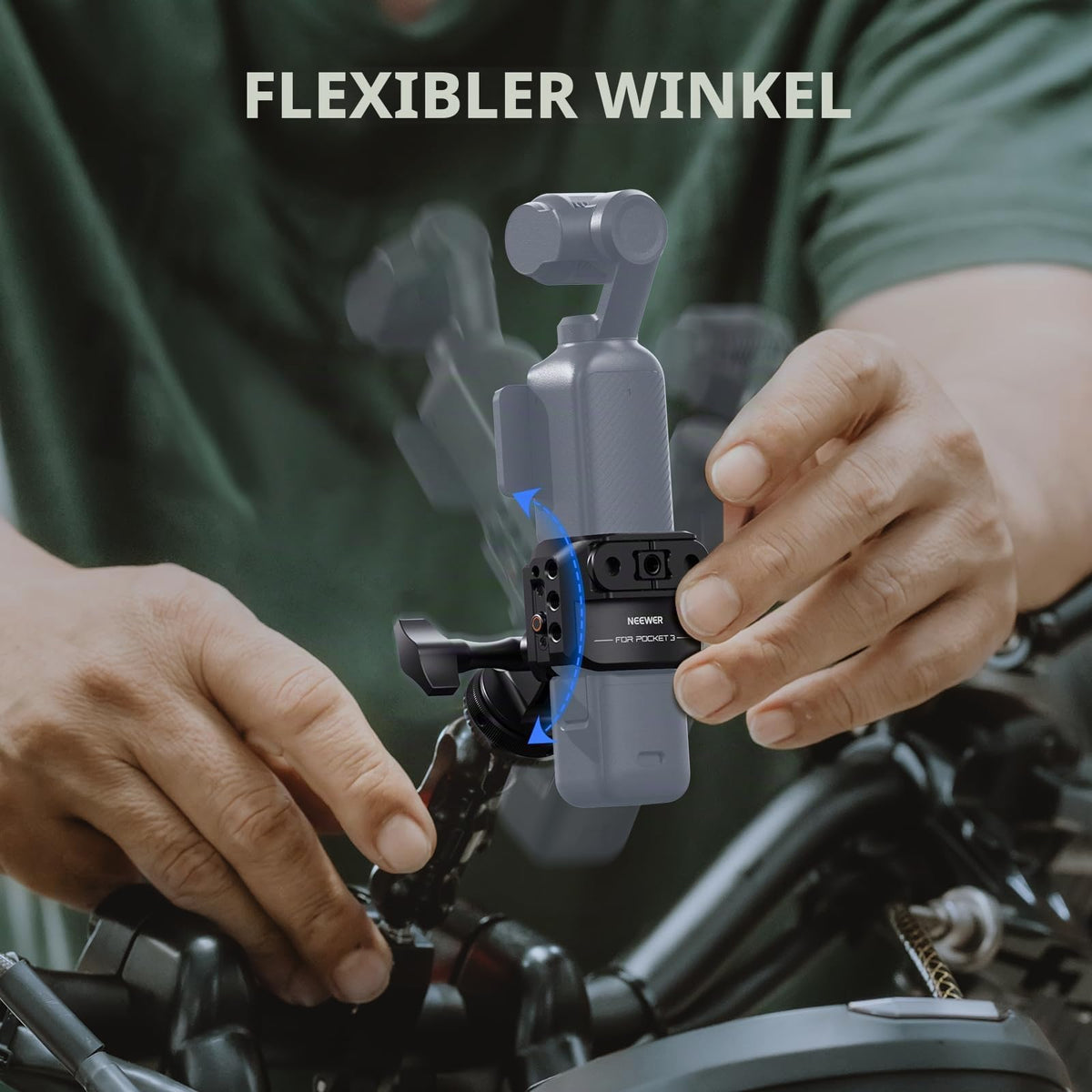 NEEWER Pocket 3 Cage Gimbal Video Recording Device made of aluminum alloy with action camera extension adapter, 1/4" thread, cold shoe, compatible with DJI Osmo Pocket 3 Creator Combo AC009.
