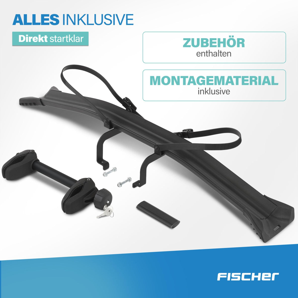 Fischer extension set for RoadLine Black bike rack, including mounting material, for a 3rd bike, black - 103812