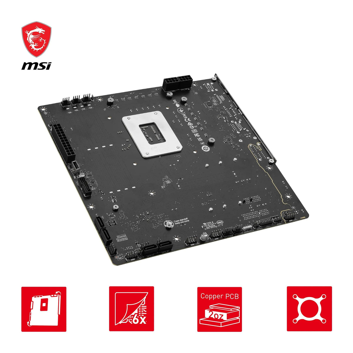 MSI B760M Project Zero Placă de bază, Back Connect mATX - Suportă procesoare Intel Core de generațiile 14, 13 și 12 LGA 1700, DDR5 7800+MHz/OC, PCIe 5.0 x16, - 7E14-001R
