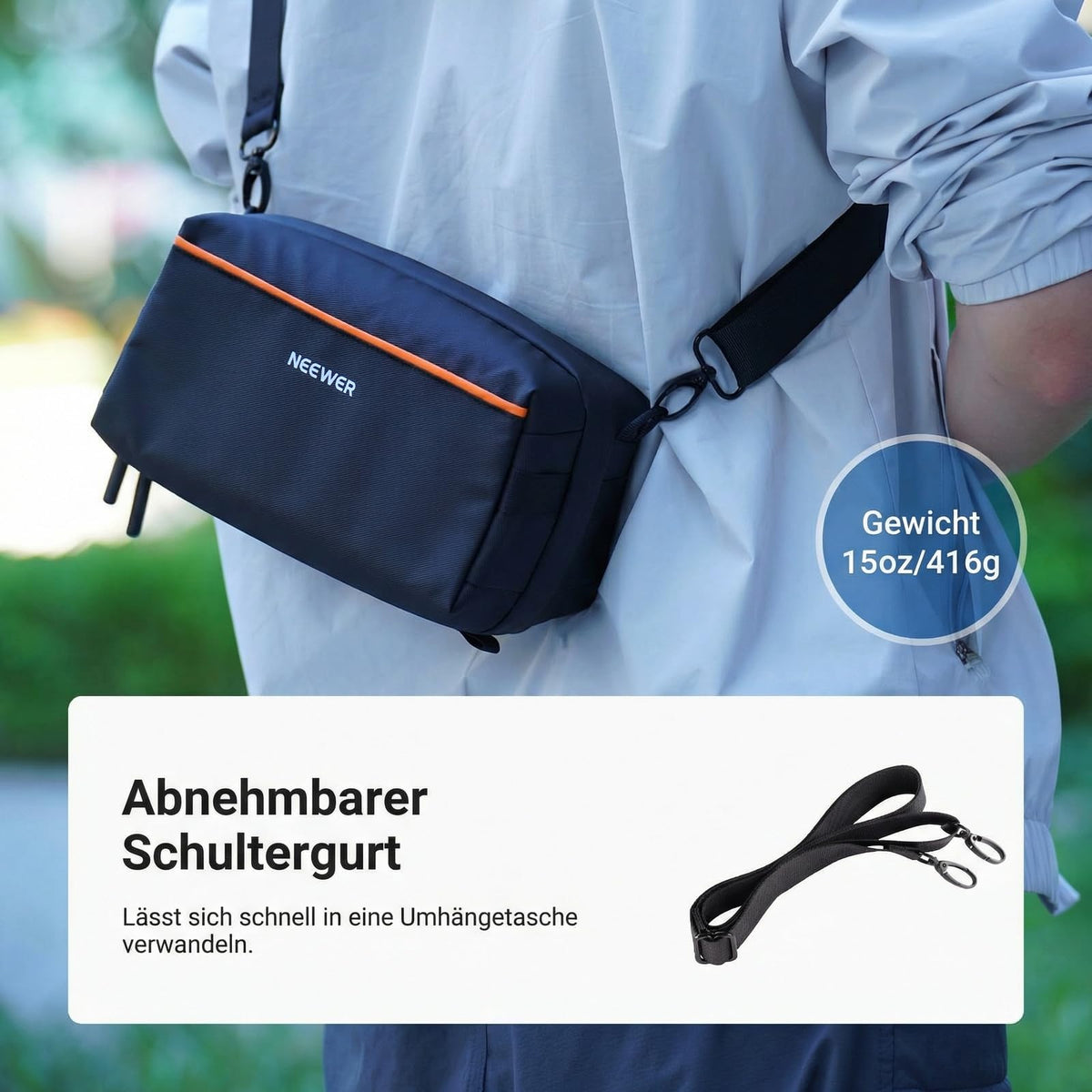 NEEWER Tech Tasche, organizator de cabluri rezistent la stropi, geantă de călătorie cu mai multe compartimente și curea de umăr pentru accesorii electronice, fotografie, carduri SD, baterii, cabluri și încărcătoare, PB024
