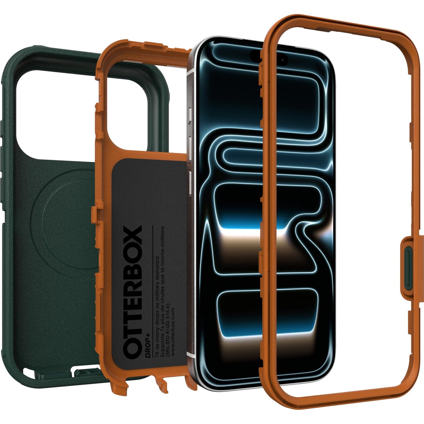 OtterBox Defender Series Pro MagSafe Case for iPhone 17 Pro Shockproof Drop Proof Ultra Heavy Duty Protective Case 7X Military Grade Tested Green - 77-98388