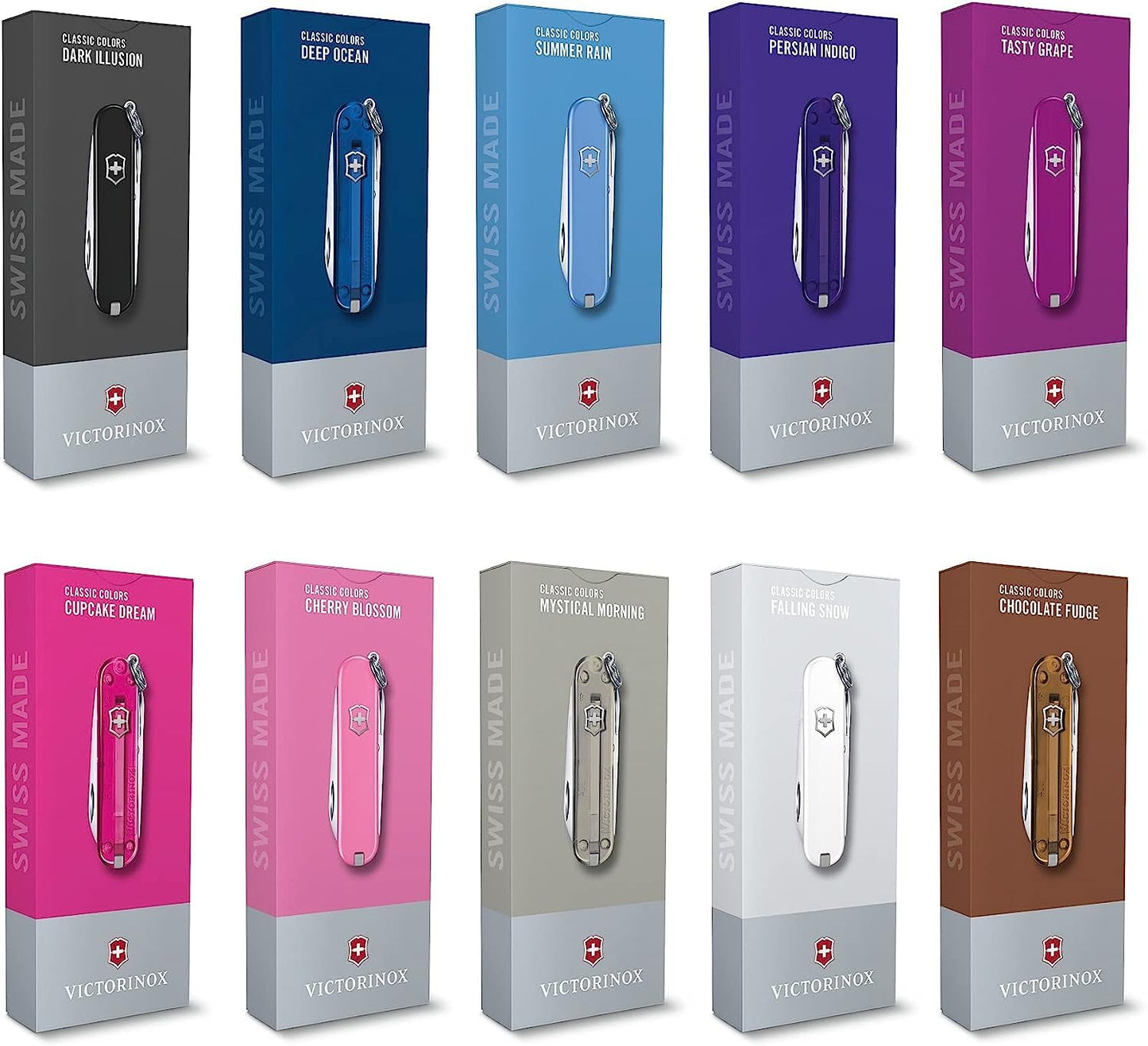 Victorinox Swiss Army Knife, Small, Classic SD, Multitool, Swiss Army Knife, Gift, 7 Functions, Blade, Nail File, Gray Transparent - 0.6223.xxxG
