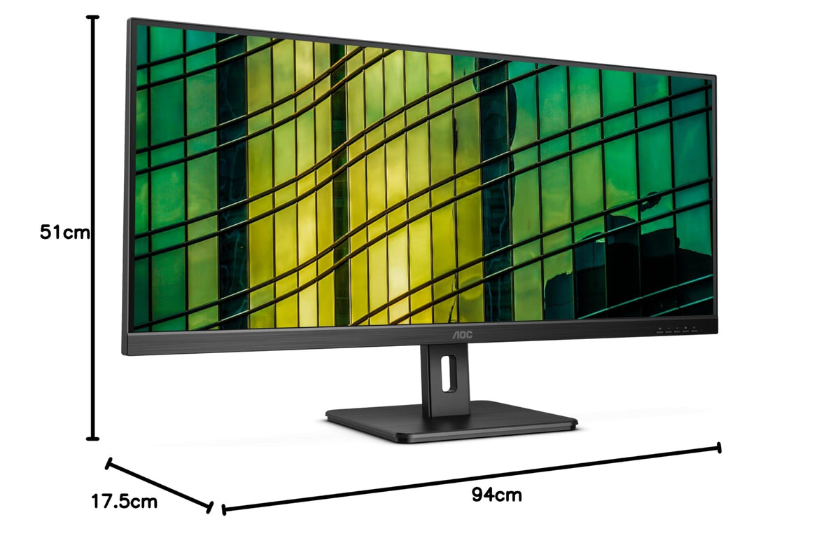 AOC U34E2M - 34 inch WQHD Monitor, 100 Hz, 4 ms, Adaptive Sync (3440x1440, HDMI, DisplayPort) black