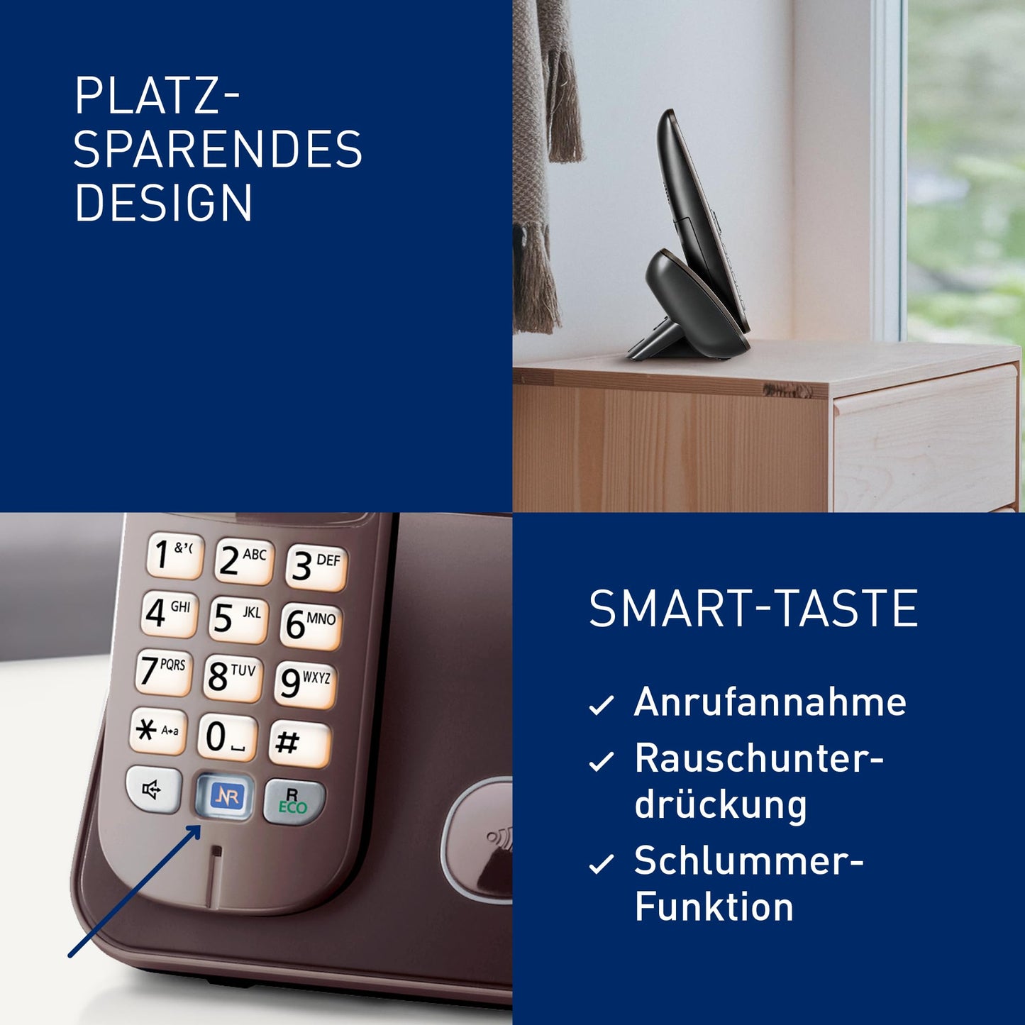 Panasonic KX-TG6811GA DECT cordless telephone (low radiation, eco mode gap telephone, without answering machine, landline, call barring) mocha brown