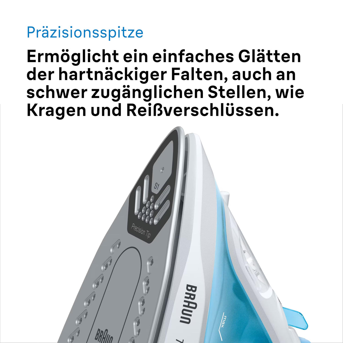 Braun TexStyle 1 Steam Iron SI 1050BL - Iron with SuperCeramic Soleplate, Vertical Steam, 2000 Watts, Blue - SI1050BL