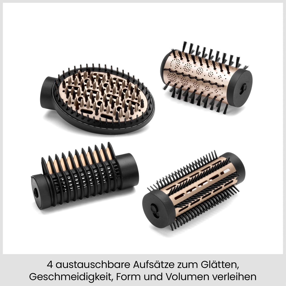 BaByliss Big Hair Luxe Perie rotativă cu aer cald, perie de uscare cu 4 accesorii pentru îndreptare, periere și volum, perie de uscare luxoasă pentru strălucire și netezire, câștigătoare a testelor, AS970E