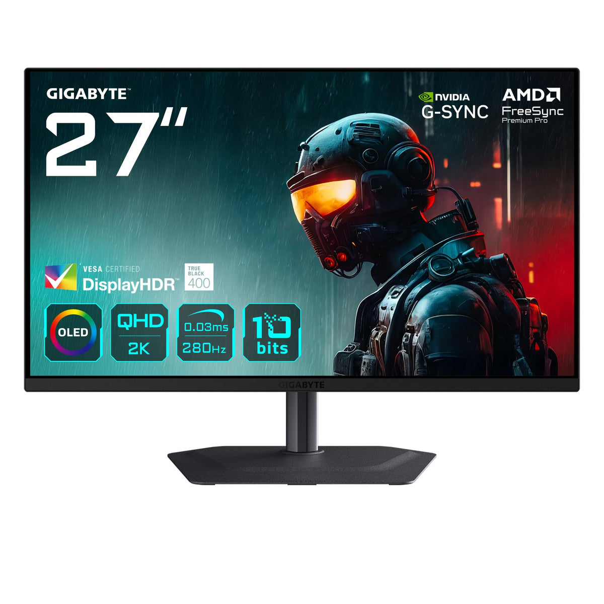 Gigabyte MO27Q2A 27" OLED 2K QHD Gaming-Monitor – 2560 x 1440, 280Hz, 0,03ms, 250 cd/m², FreeSync Premium Pro, DisplayHDR True Black 400, HDMI 2.1, DisplayPort 1.4