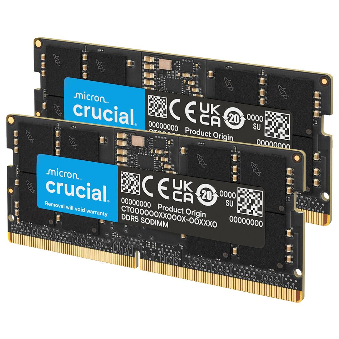 Crucial DDR5 RAM 32GB Kit (2x16GB) 5600MHz SODIMM, memory for laptop/notebook, mini PC (also 5200MHz / 4800MHz) CL46 - CT2K16G56C46S5