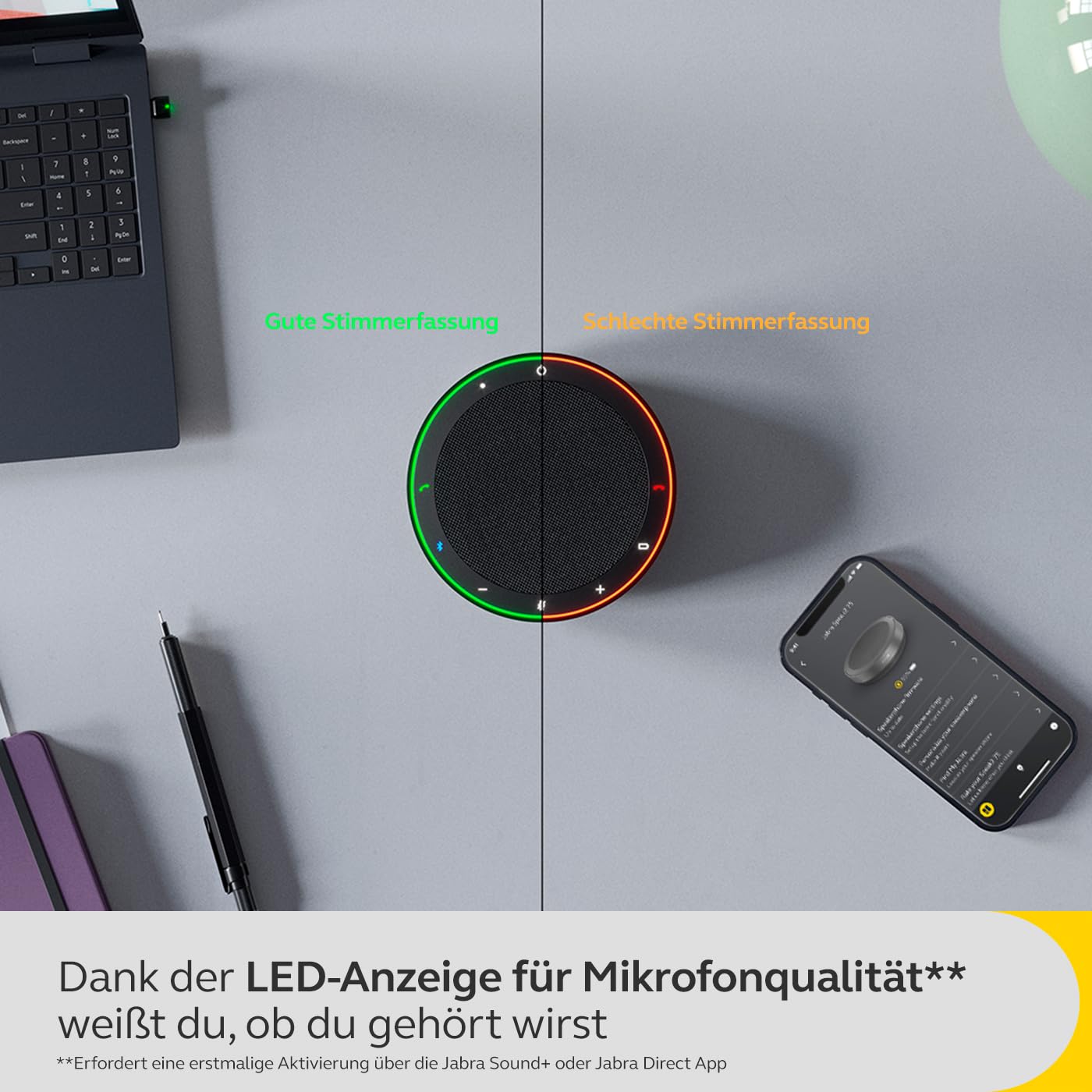 Jabra Speak2 75 Wireless Bluetooth Speakerphone for Work and Music - 4 Microphones, 65mm Speaker - New Pairing Feature, USB-C Adapter, Google Meet, Dark Gray - 2775-429