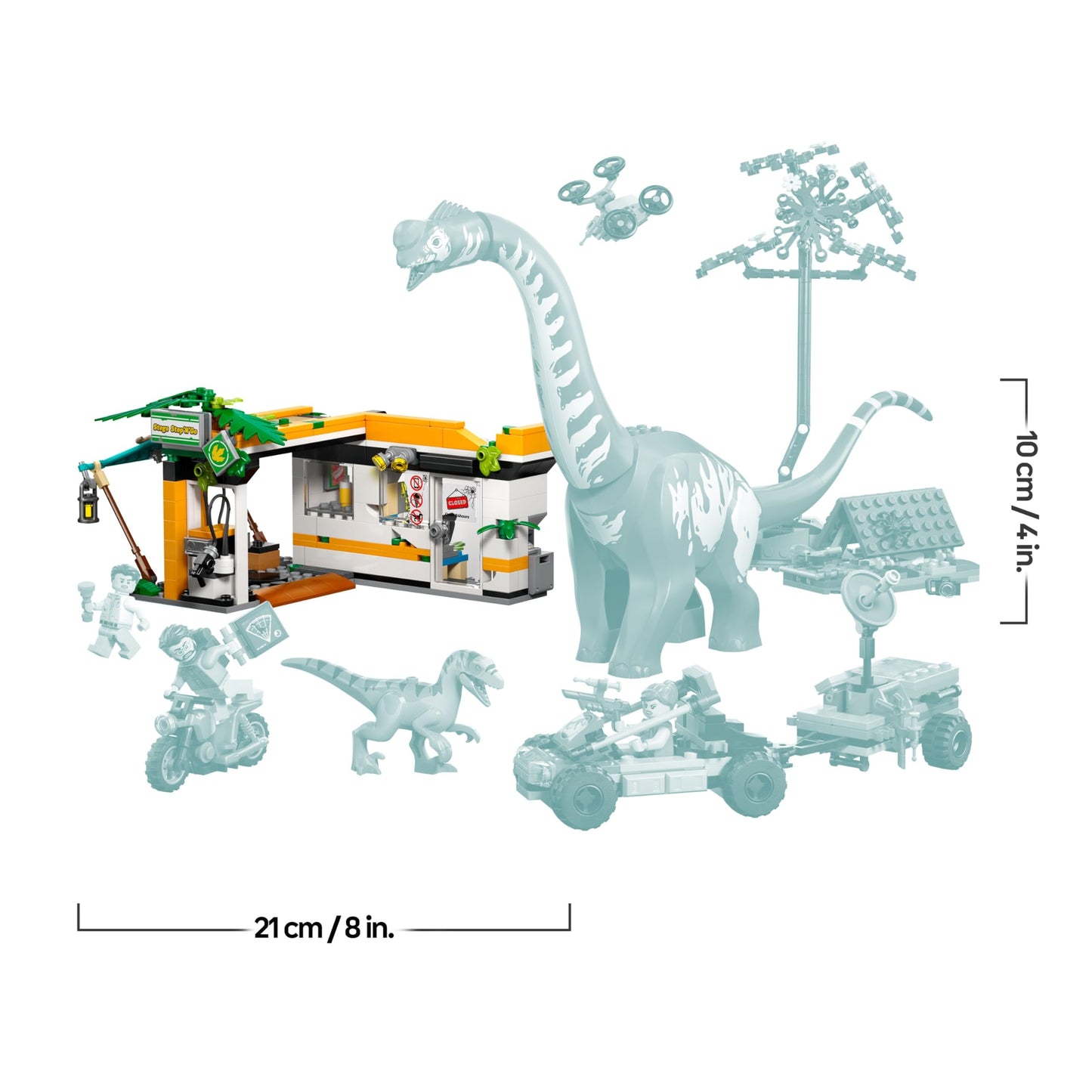 LEGO Jurassic World Raptor & Titanosaurus: Great Tracking - 2 toy dinosaur figures, an off-road vehicle, a motorcycle and 3 minifigures - gift for boys and girls aged 7 and up - 76973