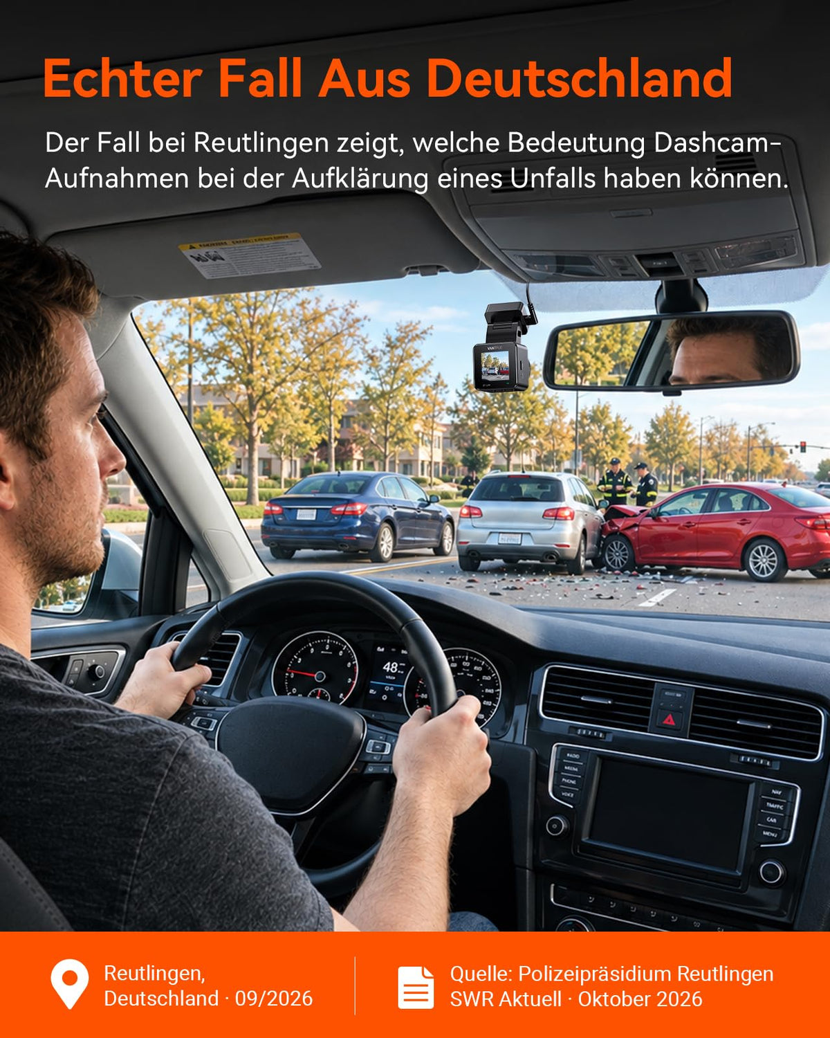 VANTRUE E1 lite 1080P Mini Dashcam Front, HDR 30fps 160 ° Wide Angle