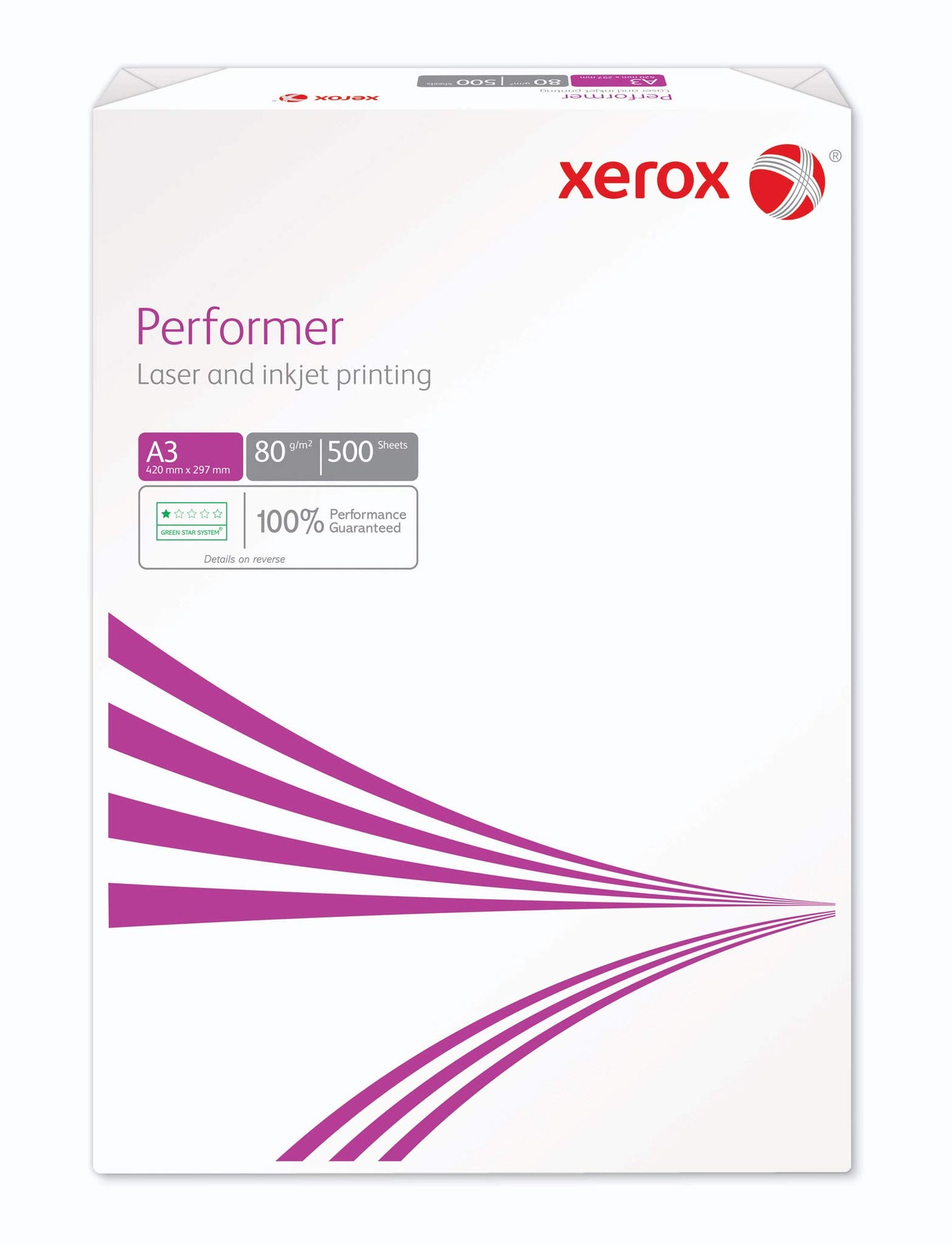 Xerox 003R90569 Performer copier/printer/universal paper, DIN A3, 80 g/m², box with 5 packs of 500 sheets, white, A3 (297 x 420 mm), 003R90569B