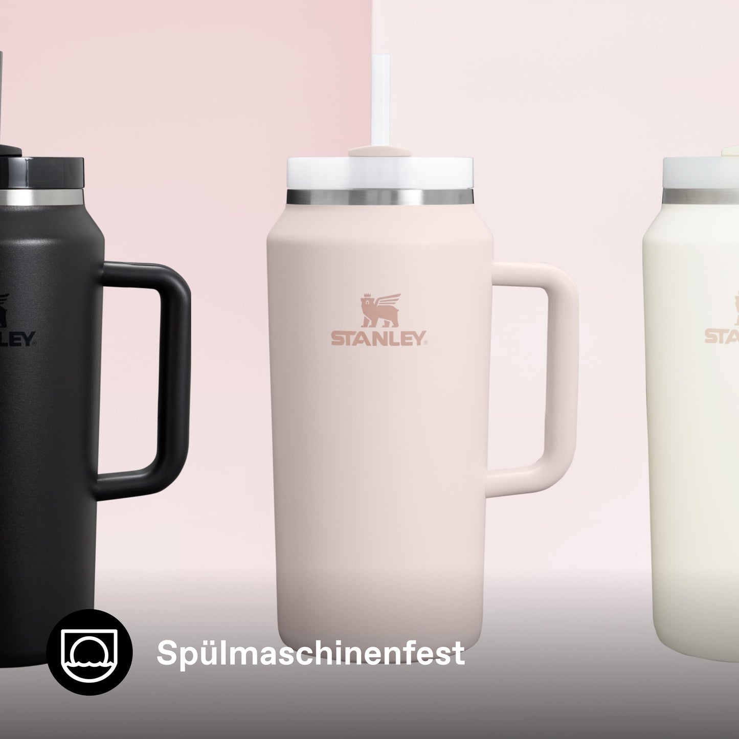 STANLEY 1913 Quencher H2.0 FlowState drinking bottle with straw 1.9L - Thermo mug Cools for 15 hours - 60 hours Ice cold - Dishwasher safe - Thermos bottle BPA free - Drinking cup - Rose Quartz - 100000112504